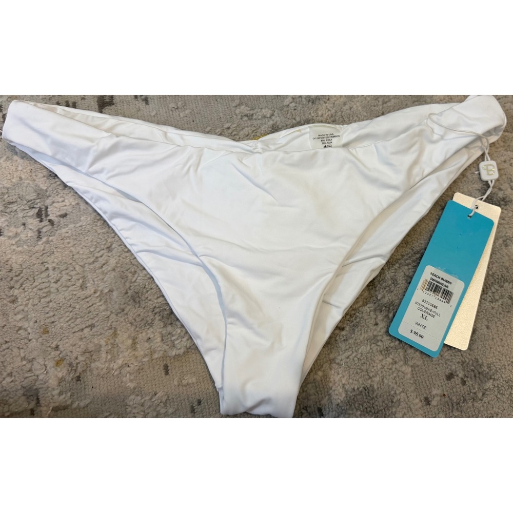 Beach Bunny Stephanie Full Coverage Bikini Bottom White Ruched Back B17106B6 XL